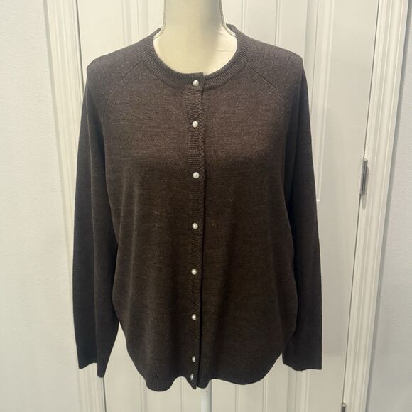Mercer Street Studio Women's Sweater Cardigan Button Down Size Large Brown - Picture 1 of 11